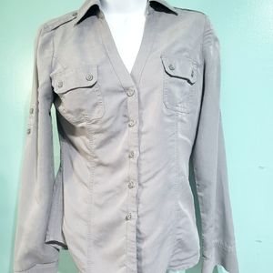 Gray casual long sleeve polo